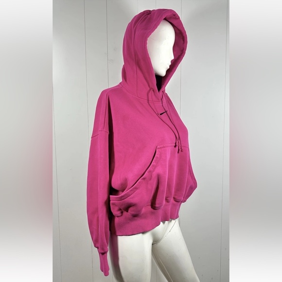 Nike Phoenix Sz S Oversized Hoodie Women Hot Fuchsia Center Swoosh Embroidered - Picture 2 of 13